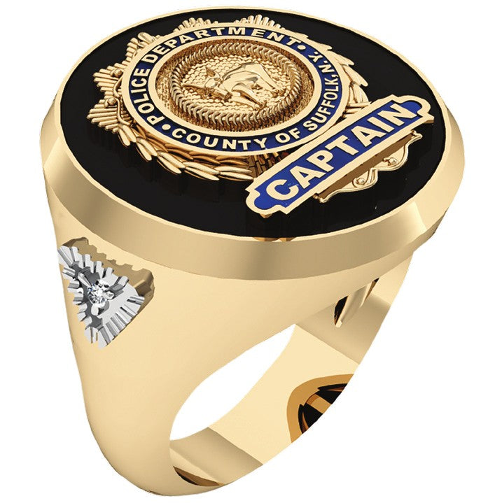 Mens SCPD Captain Ring with Diamond Accent
