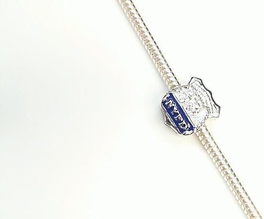 Official NYPD Shield Charm – Sterling Silver Bead Fits Pandora & Popular Charm Bracelets