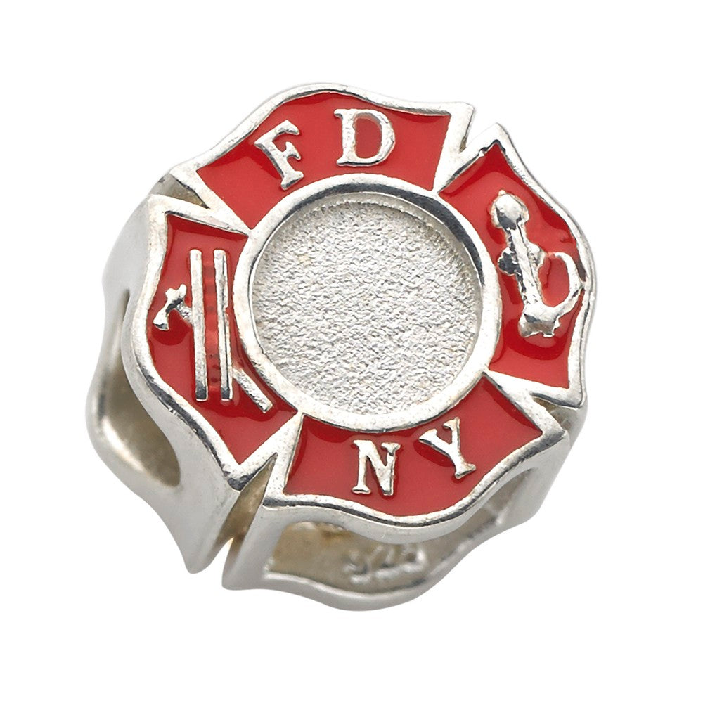 New York City Fire Department (FDNY) Charm – Sterling Silver – Fits Pandora, Chamilia & Trollbeads Bracelets