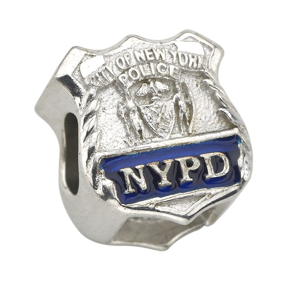Official NYPD Shield Charm – Sterling Silver Bead Fits Pandora & Popular Charm Bracelets