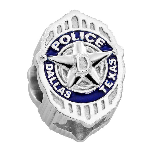 Dallas Police Charm – Sterling Silver – Fits Pandora, Chamilia & Trollbeads Bracelets