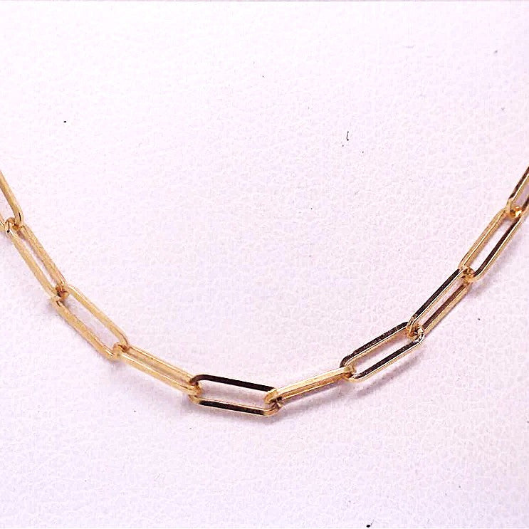 14K Yellow Gold Paperclip Chain Necklace – 16 Inch Length