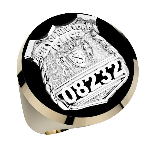 Mens NYPD PO Black ONYX Oval Ring