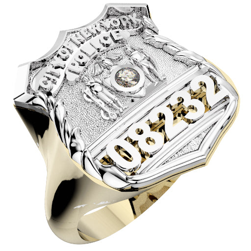 Womens NYPD PO Shield Ring Diamond Center Stone