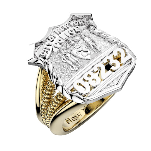 Womens NYPD PO Shield Ring Ribbed Delicate Side Design