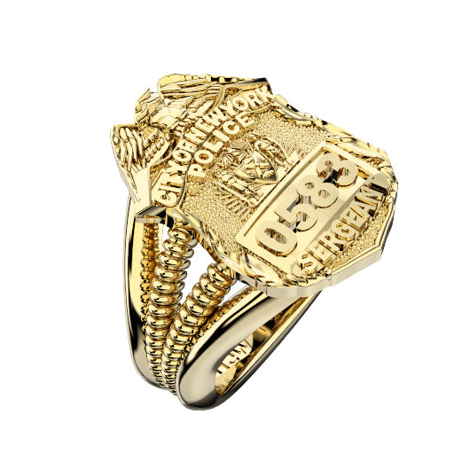 Womens NYPD Sergeant Shield Ring Ribbed Delicate Side Design