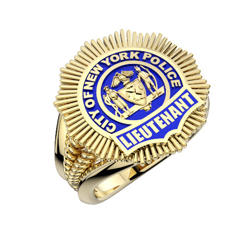 Womens NYPD Lieutenant Ribbed Split Shank Ring