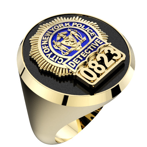 Mens NYPD Detective Black ONYX Oval Ring