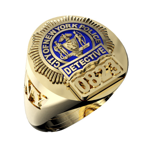 Mens NYPD Detective Deep Cut Oval Ring
