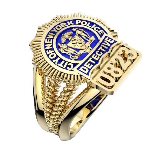 Womens NYPD Ribbed Split Shank Ring