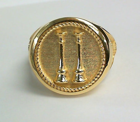 Mens  Fire Department Captain Ring - 2 Horns Standard