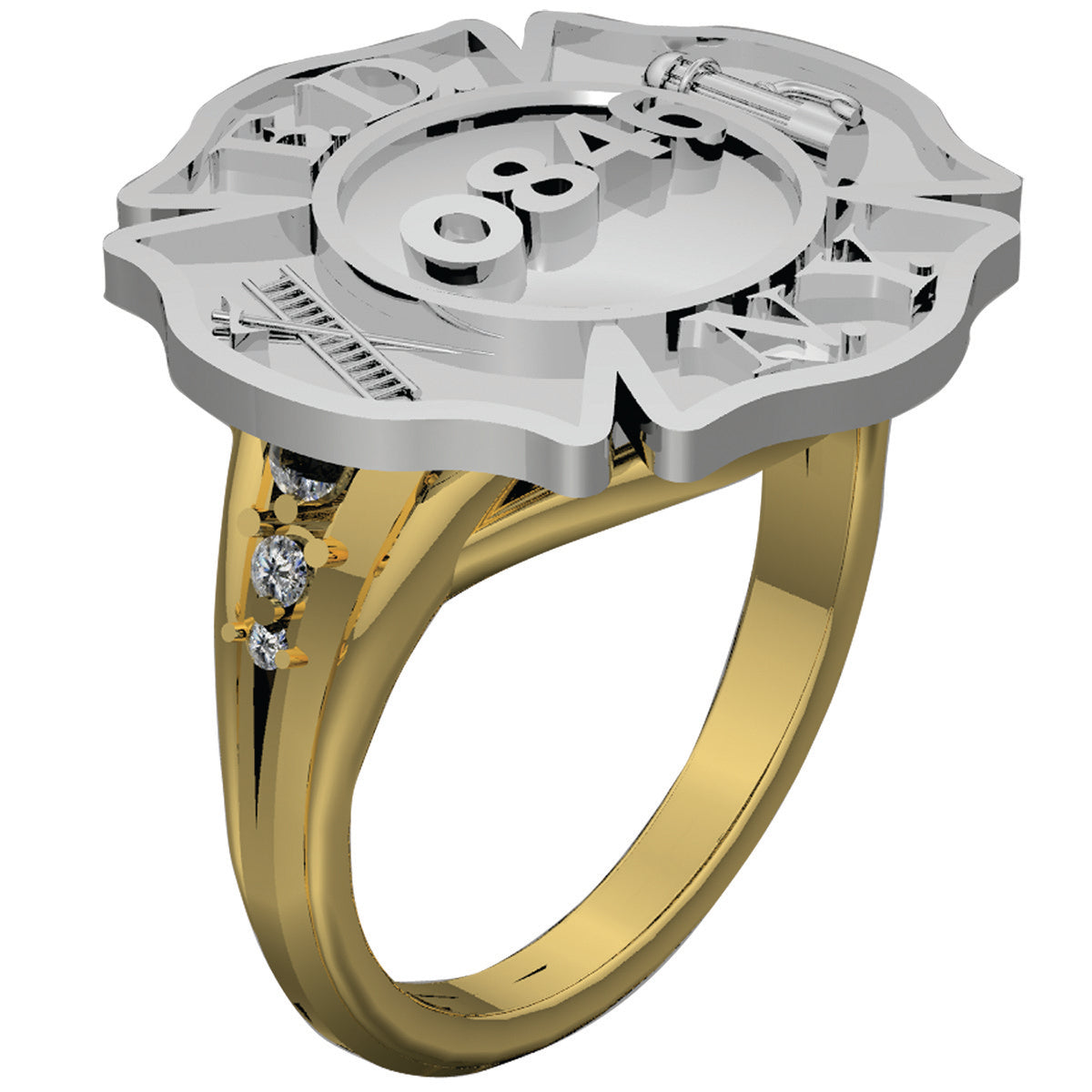 Womens FDNY Firefighter Badge Ring with Diamond Accents