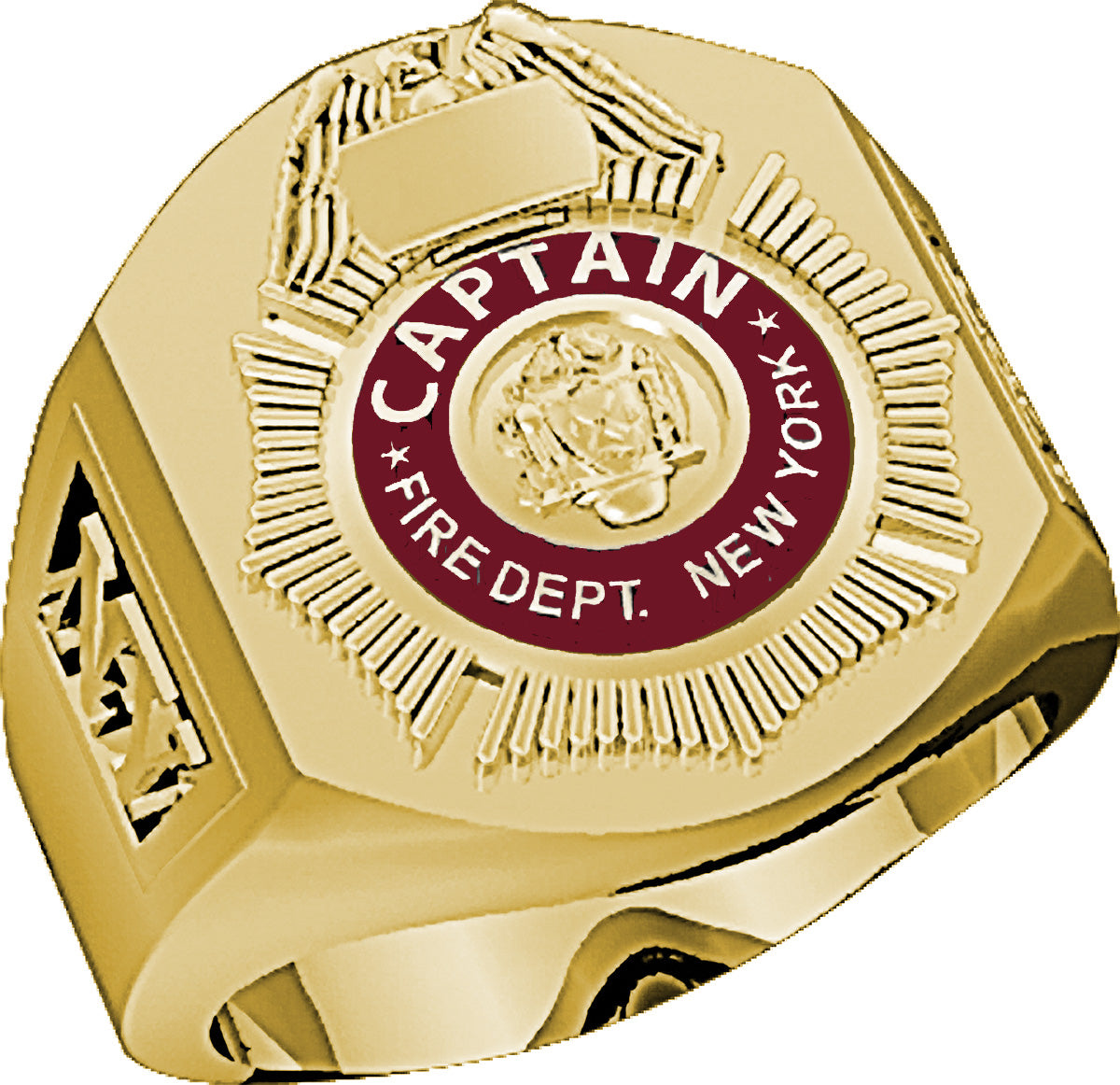 Mens FDNY Captain Ring with Side Accents