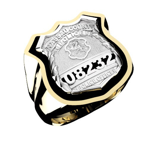 Mens Nassau County PD PO Antique Shadow Box Edge Ring