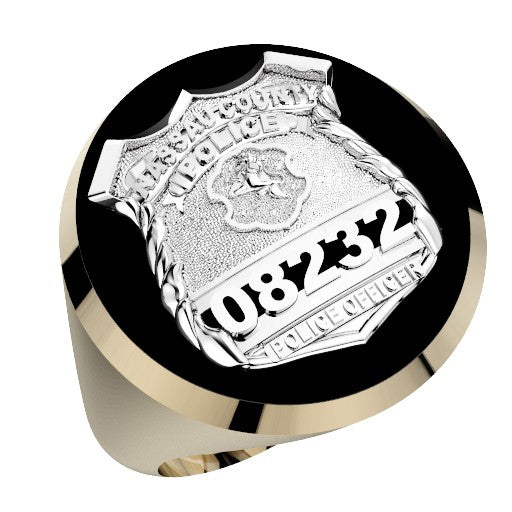 Mens Nassau County PD PO Black ONYX Oval Ring