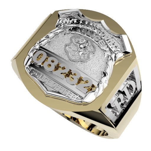 Mens Nassau County PD PO Deep Carved Ring Accented Sides