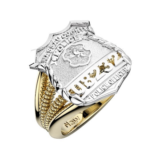 Womens Nassau County PD PO Shield Ring Ribbed Delicate Side Design