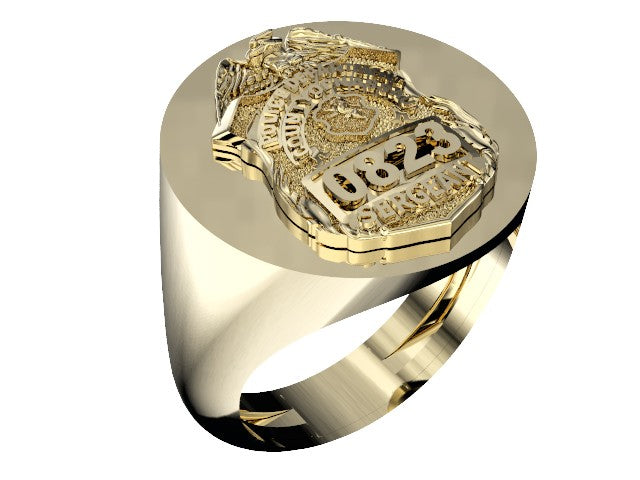 Mens Nassau County PD Sergeant Shield Ring