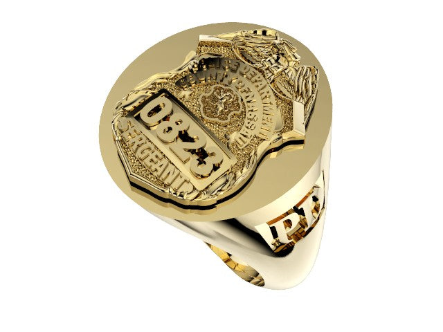 Mens Nassau County PD Sergeant Deep Carved Oval Ring