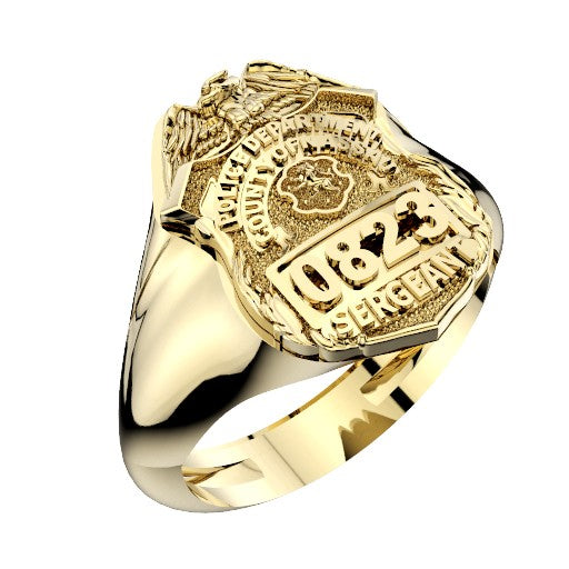 Mens Nassau County PD Sergeant Shape of the Shield Ring