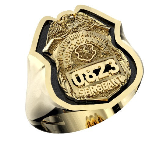 Mens Nassau County PD Sergeant Antique Shadow Box Edge Ring