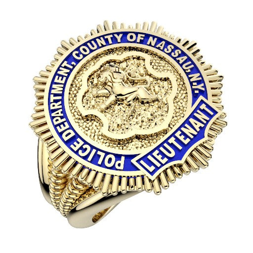 Womens Nassau County PD Lieutenant Ribbed Split Shank Ring