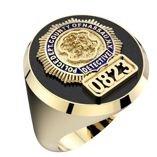 Mens Nassau County PD Detective Black ONYX Oval Ring