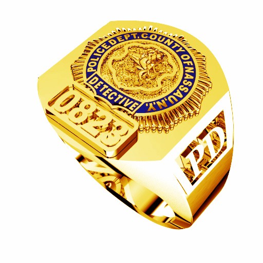 Mens Nassau County PD Detective Deep Carved Ring