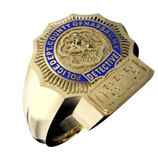 Mens Nassau County PD Detective Shield Ring