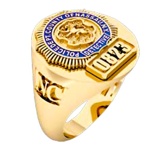 Mens Nassau County PD Detective Deep Cut Oval Ring