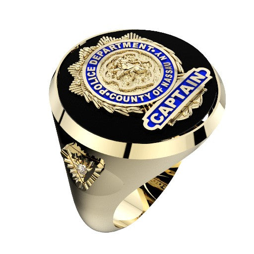 Mens NCPD Captain Ring with Side Diamond
