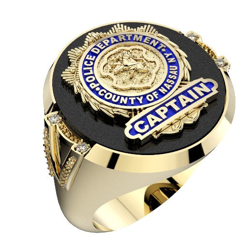 Mens NCPD Captain Ring with Diamonds