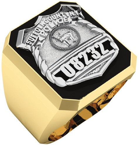 Mens Suffolk County PD PO Black ONYX Rectangle Ring
