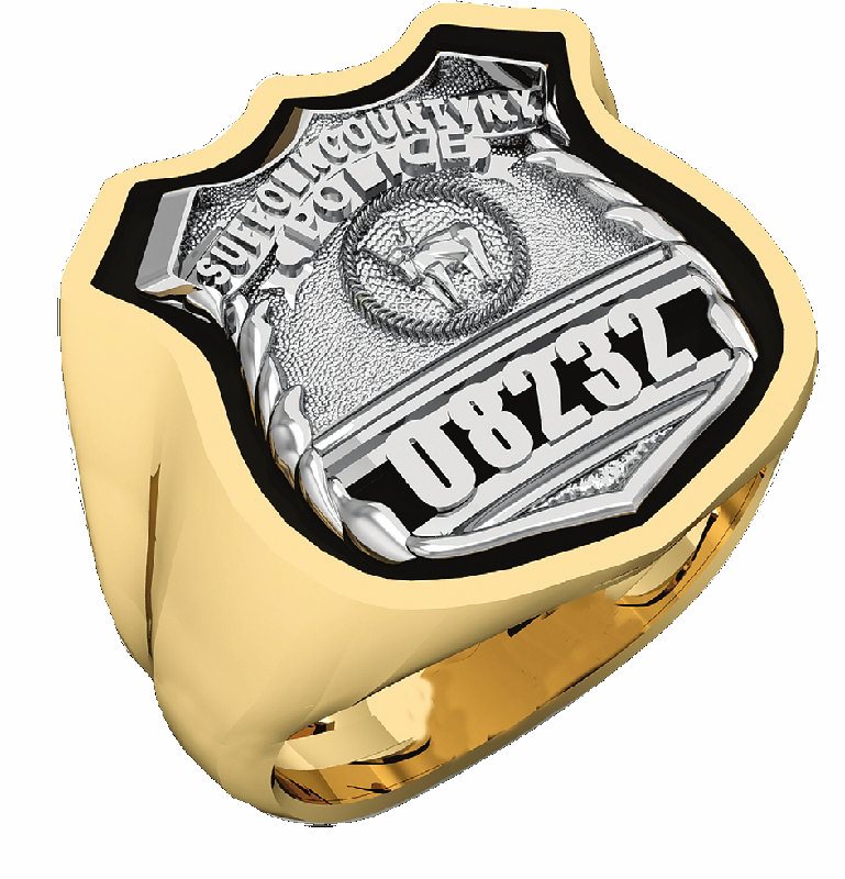 Mens Suffolk County PD PO Antique Shadow Box Edge Ring