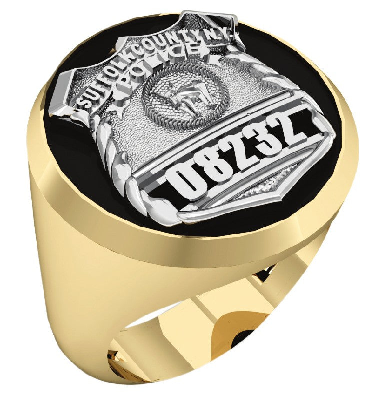 Mens Suffolk County PD PO Black ONYX Oval Ring