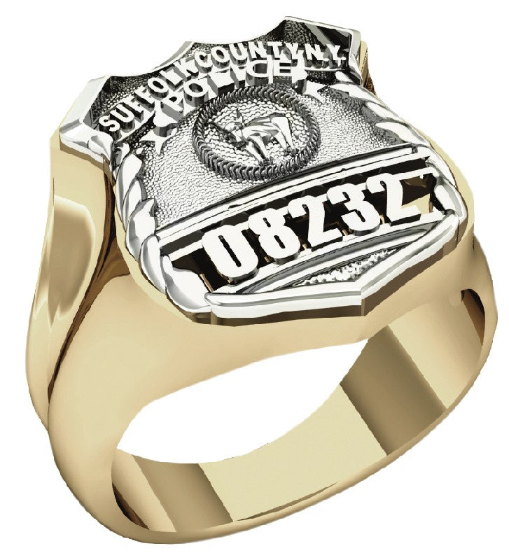 Mens Suffolk County PD PO Shape of the Shield Ring