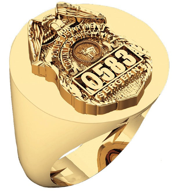 Mens Suffolk County PD Sergeant Shield Ring