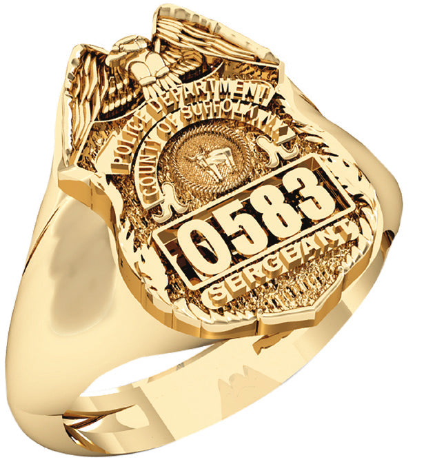 Mens Suffolk County PD Sergeant Shape of the Shield Ring