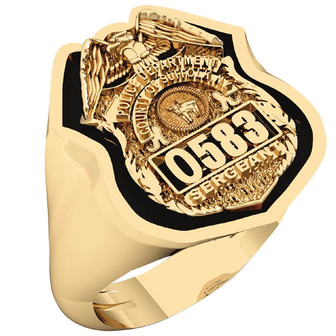 Mens Suffolk County PD Sergeant Antique Shadow Box Edge Ring
