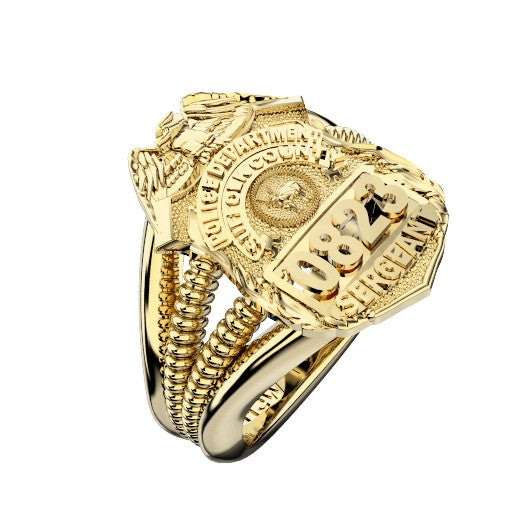 Womens Suffolk County PD Sergeant Shield Ring Ribbed Delicate Side Design