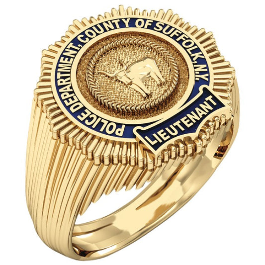 Mens Suffolk County PD Lieutenant Shield Ring