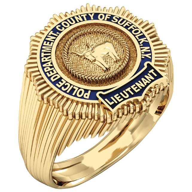 Mens Suffolk County PD Lieutenant Shield Ring