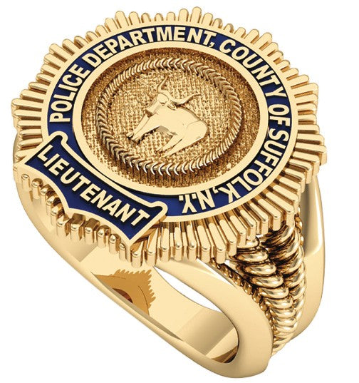 Womens Suffolk County PD Lieutenant Ribbed Split Shank Ring