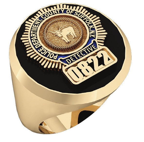 Mens Suffolk County PD Detective Black ONYX Oval Ring