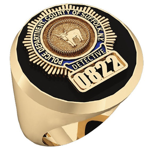 Mens Suffolk County PD Detective Black ONYX Oval Ring