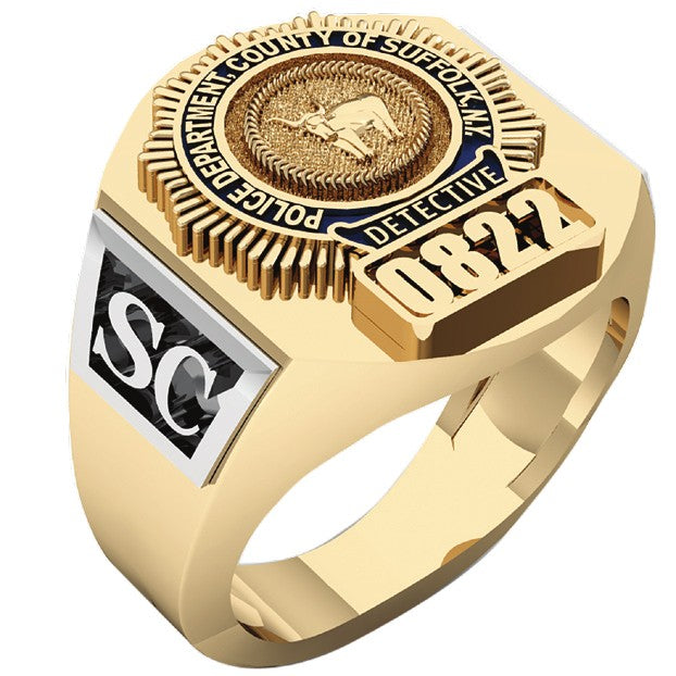 Mens Suffolk County PD Detective Deep Carved Ring