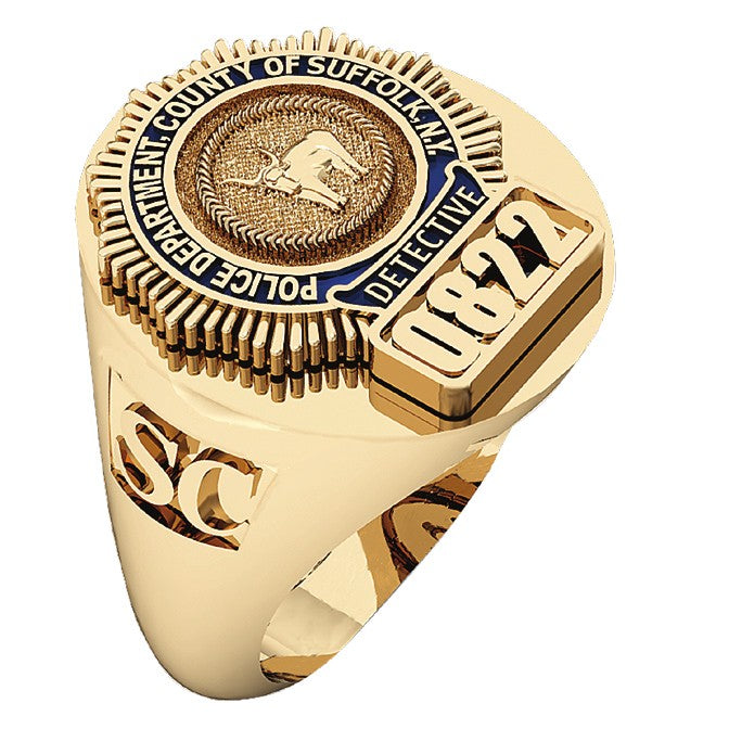 Mens Suffolk County PD Detective Deep Cut Oval Ring