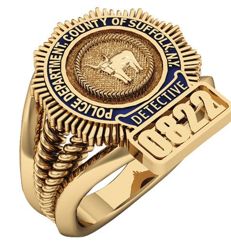 Womens Suffolk County PD Ribbed Split Shank Ring