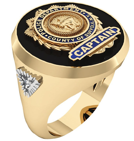 Mens SCPD Captain Ring with Diamond Accent