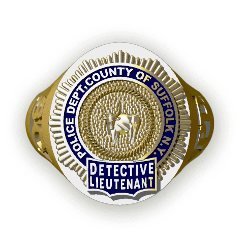 Mens Suffolk County PD Detective Lieutenant Deep Carved Shield Ring